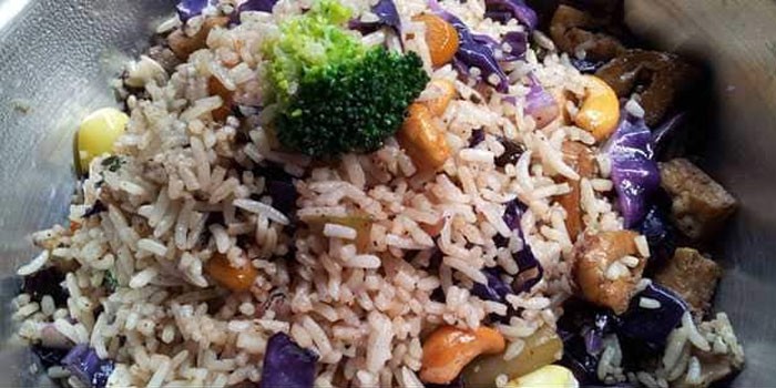 Shitake Fried Rice with Water Chestnuts